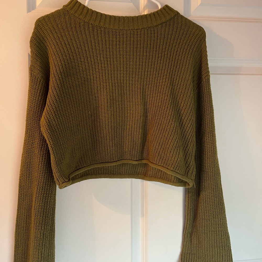 Olive Green Cropped Sweater